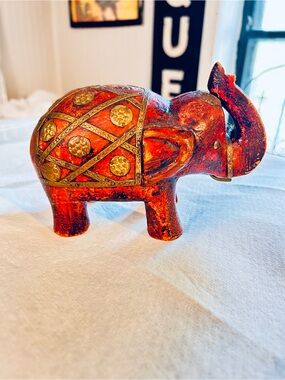 Vintage, carved wooden elephant